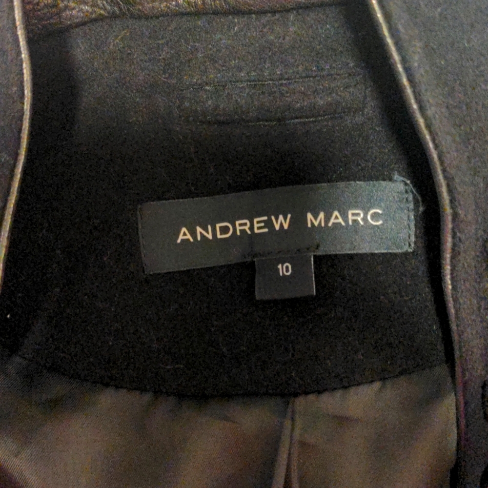 Andrew Marc Black Virgin Wool Cashmere Blend Leather Effect 10 - Picture 5 of 13